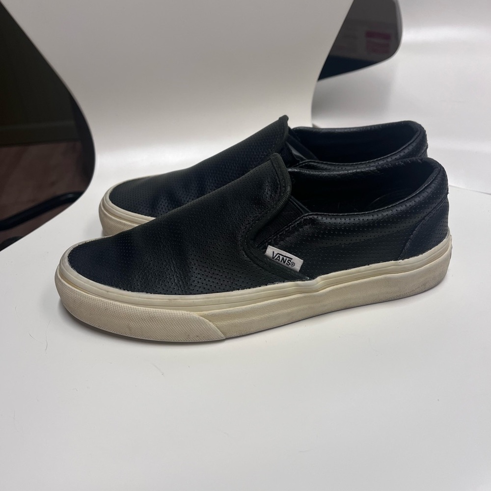 Vans Black Leather Slip-On Shoes